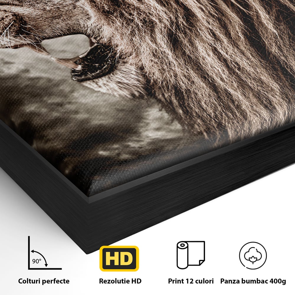 Tablou Canvas Premium LuxCanva® C1002, Leading Lion ,  Living, Leu, Lider, Neinfricat, Dormitor, Culori Vibrante