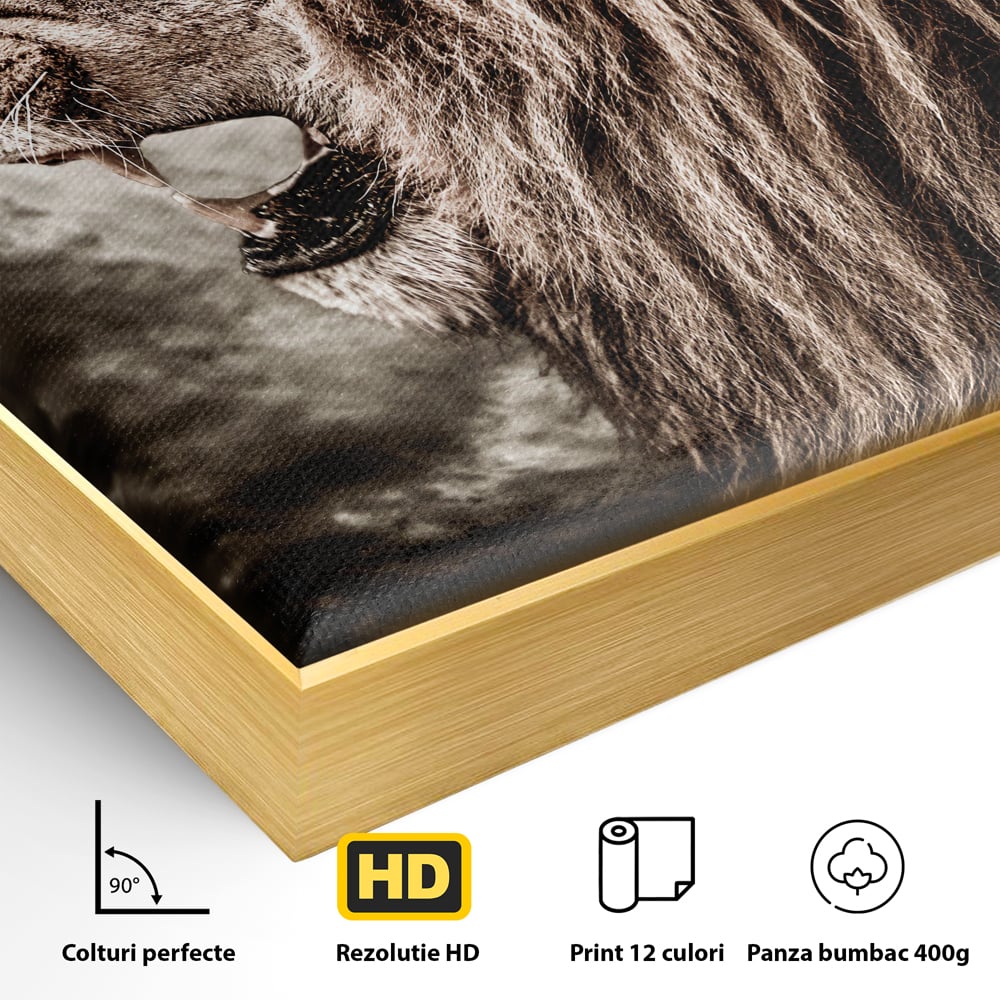 Tablou Canvas Premium LuxCanva® C1002, Leading Lion ,  Living, Leu, Lider, Neinfricat, Dormitor, Culori Vibrante