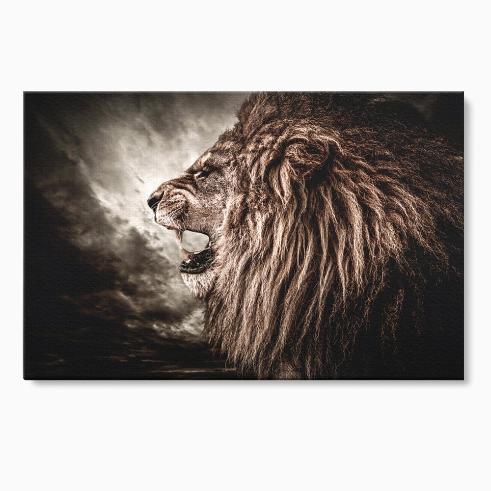 Tablou Canvas Premium LuxCanva® C1002, Leading Lion ,  Living, Leu, Lider, Neinfricat, Dormitor, Culori Vibrante