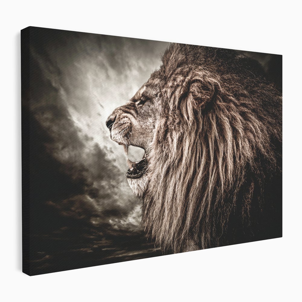 Tablou Canvas Premium LuxCanva® C1002, Leading Lion ,  Living, Leu, Lider, Neinfricat, Dormitor, Culori Vibrante