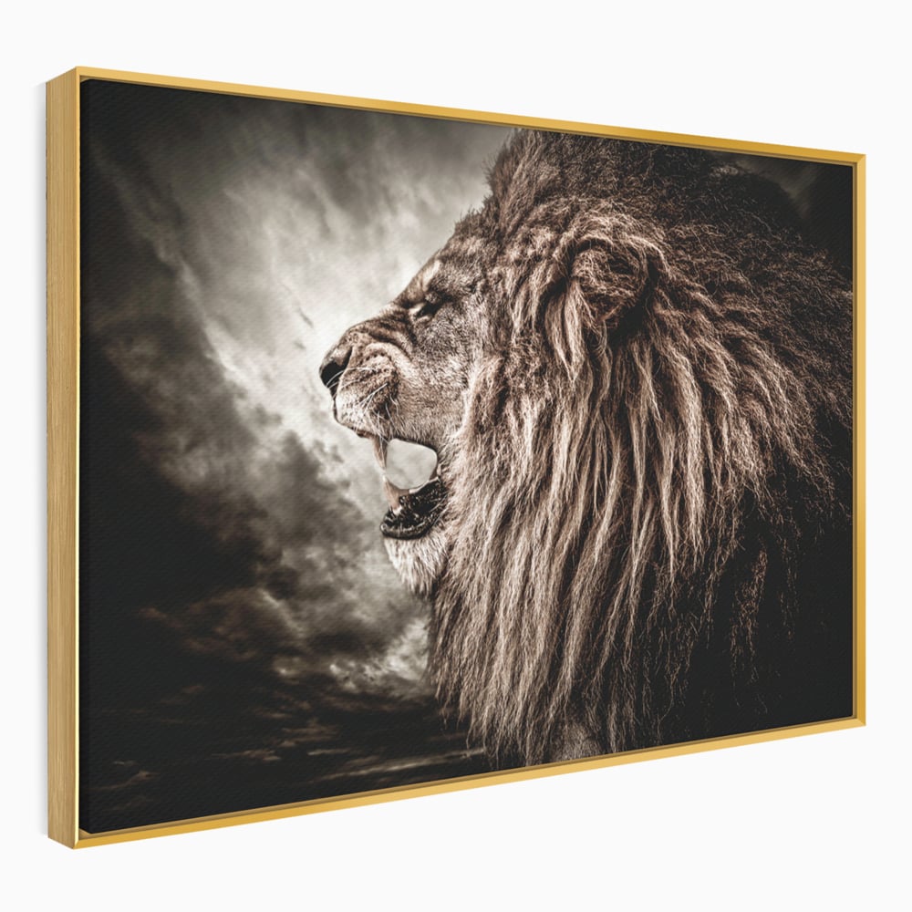 Tablou Canvas Premium LuxCanva® C1002, Leading Lion ,  Living, Leu, Lider, Neinfricat, Dormitor, Culori Vibrante