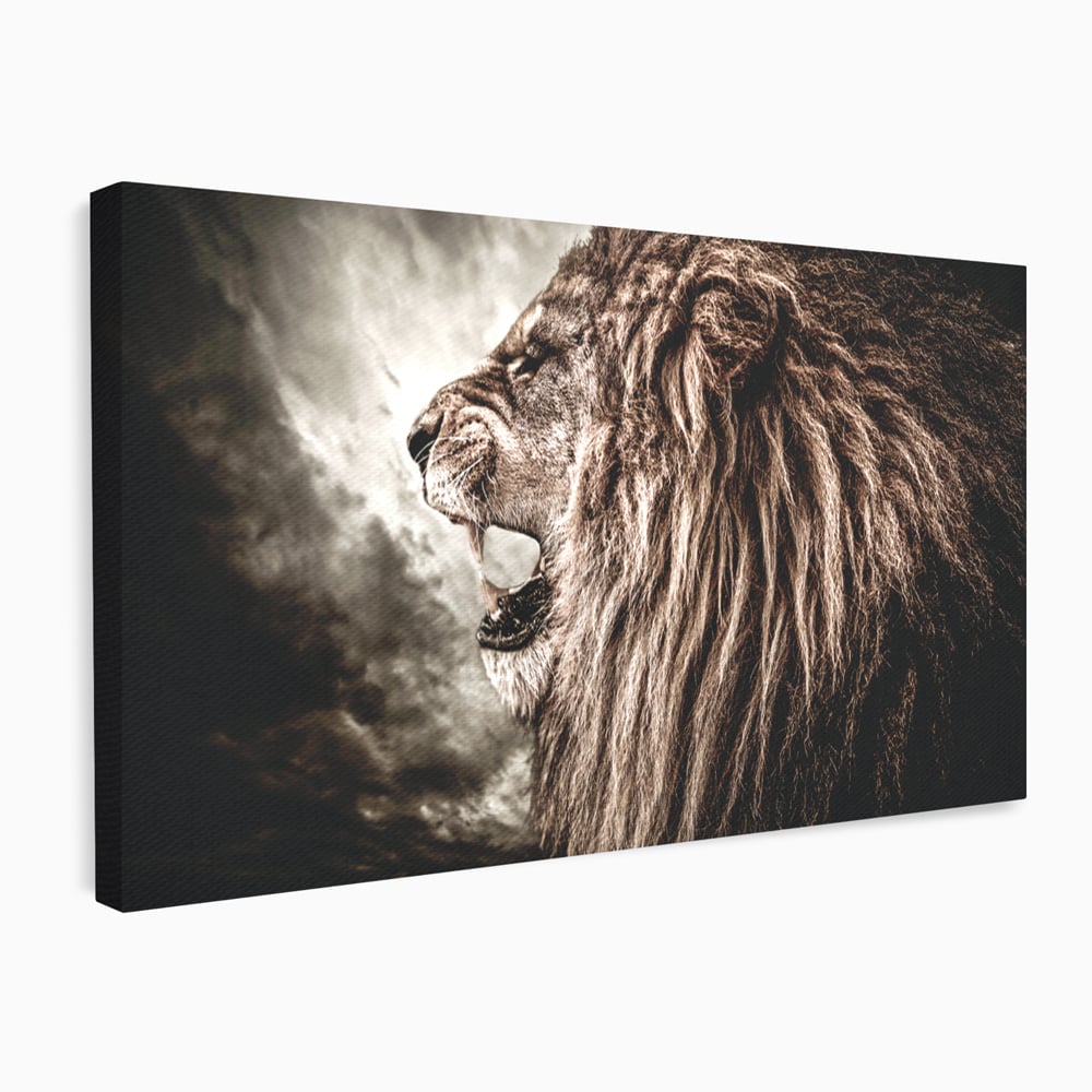Tablou Canvas Premium LuxCanva® C1002, Leading Lion ,  Living, Leu, Lider, Neinfricat, Dormitor, Culori Vibrante