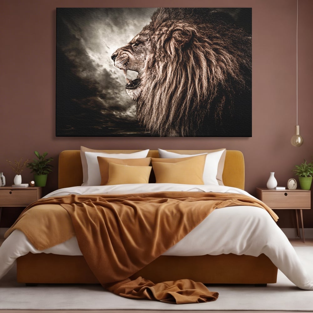 Tablou Canvas Premium LuxCanva® C1002, Leading Lion ,  Living, Leu, Lider, Neinfricat, Dormitor, Culori Vibrante