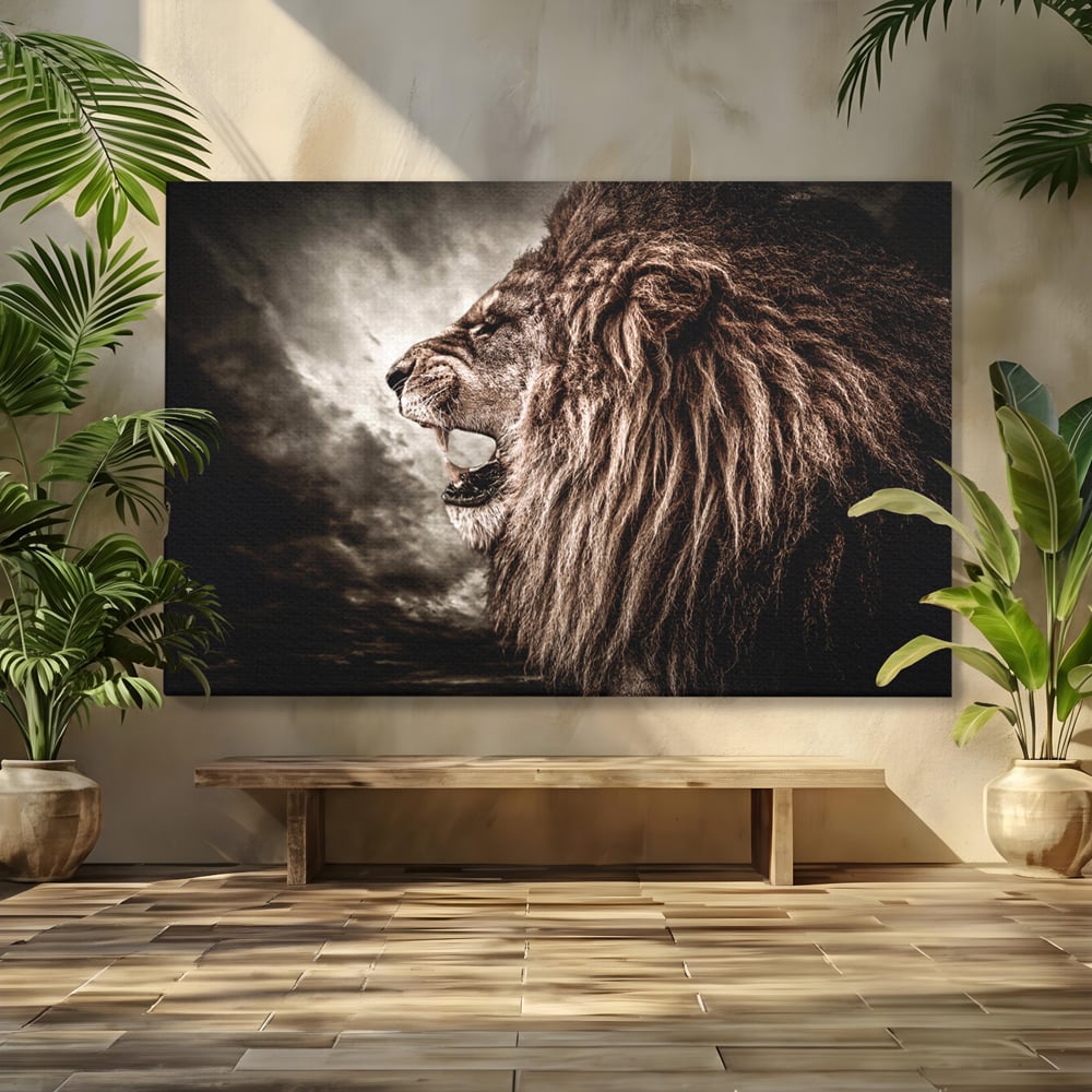 Tablou Canvas Premium LuxCanva® C1002, Leading Lion ,  Living, Leu, Lider, Neinfricat, Dormitor, Culori Vibrante