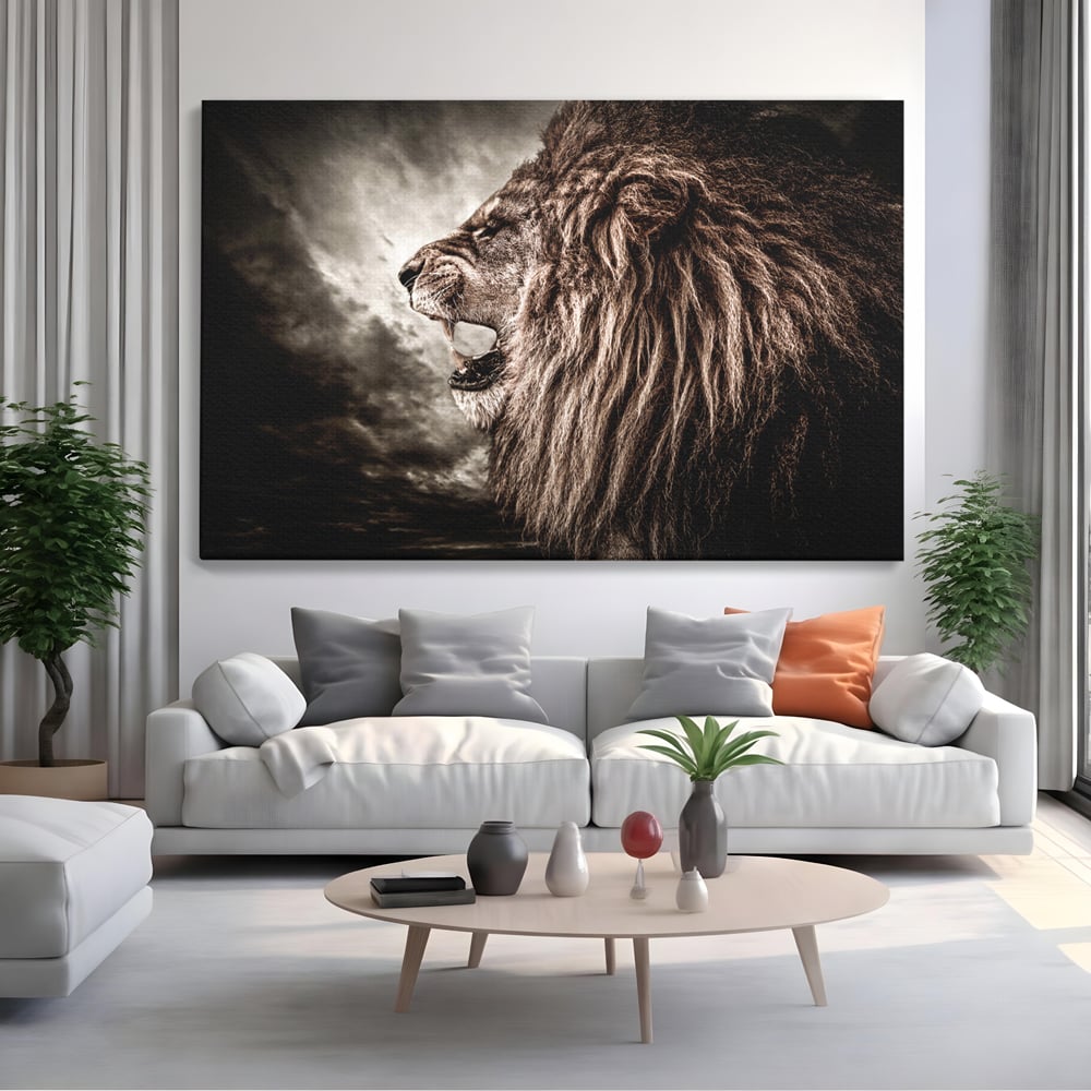 Tablou Canvas Premium LuxCanva® C1002, Leading Lion ,  Living, Leu, Lider, Neinfricat, Dormitor, Culori Vibrante