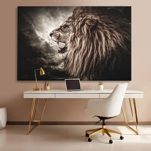 Tablou Canvas Premium LuxCanva® C1002, Leading Lion ,  Living, Leu, Lider, Neinfricat, Dormitor, Culori Vibrante