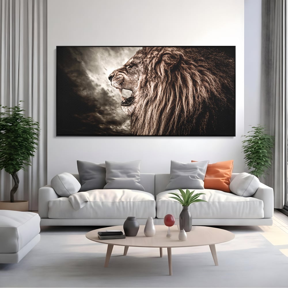Tablou Canvas Premium LuxCanva® C1002, Leading Lion ,  Living, Leu, Lider, Neinfricat, Dormitor, Culori Vibrante