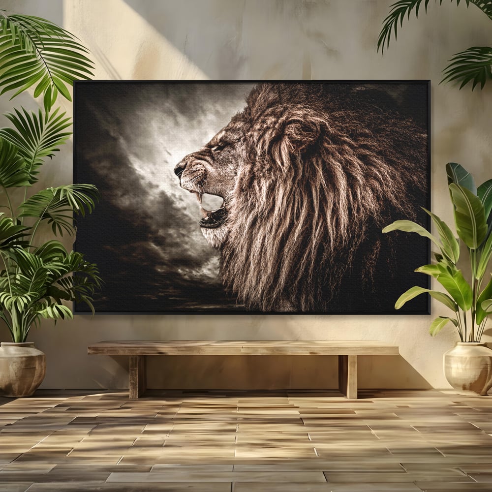 Tablou Canvas Premium LuxCanva® C1002, Leading Lion ,  Living, Leu, Lider, Neinfricat, Dormitor, Culori Vibrante