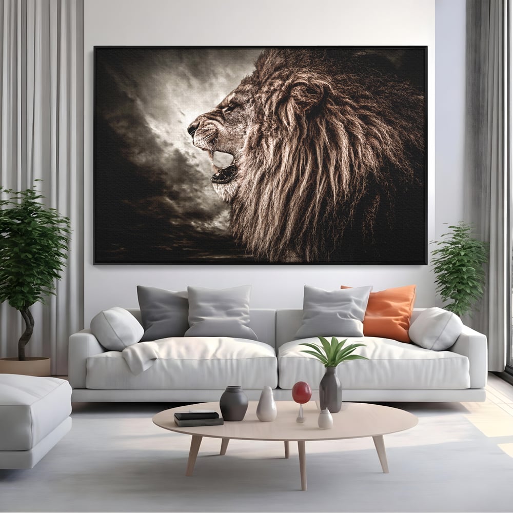 Tablou Canvas Premium LuxCanva® C1002, Leading Lion ,  Living, Leu, Lider, Neinfricat, Dormitor, Culori Vibrante