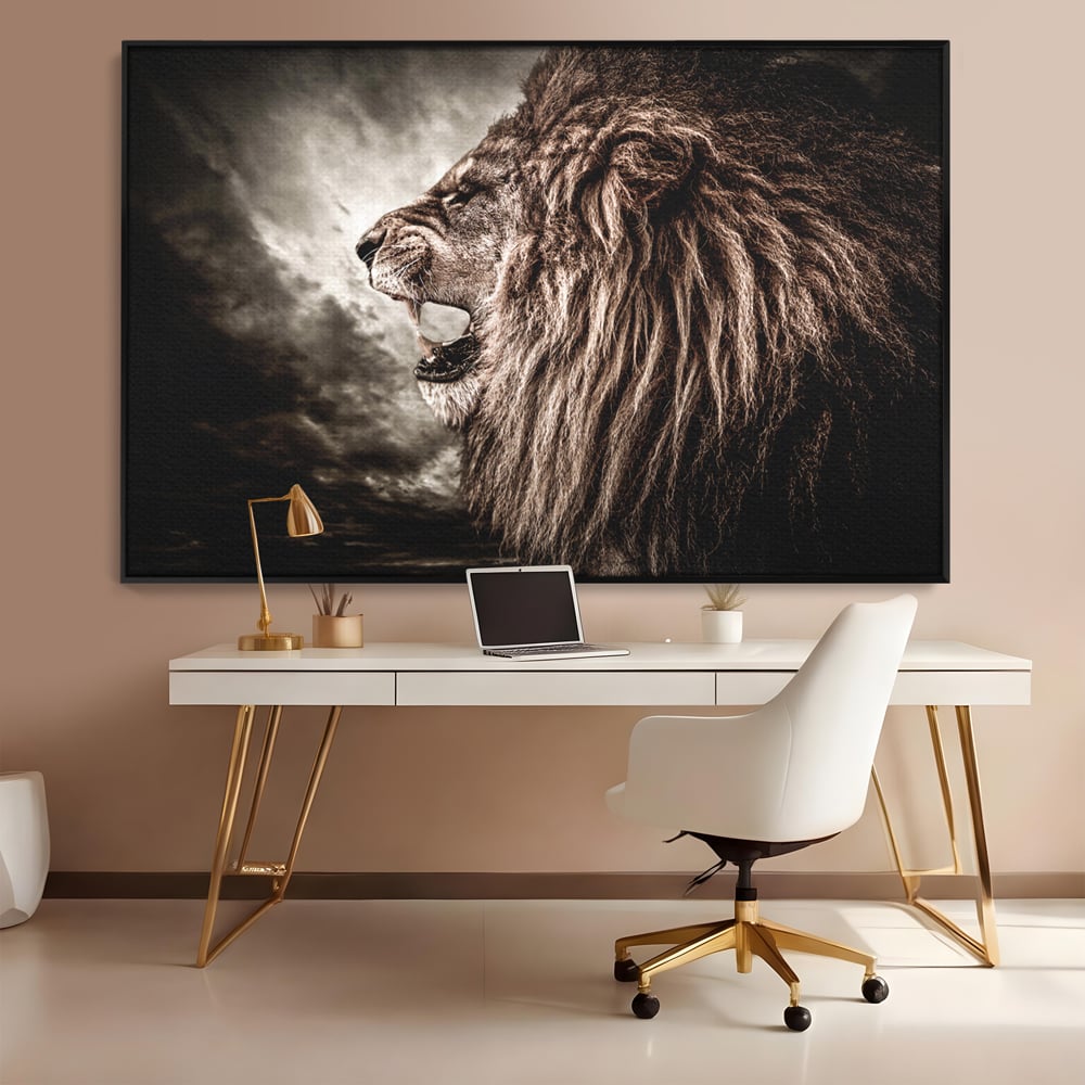 Tablou Canvas Premium LuxCanva® C1002, Leading Lion ,  Living, Leu, Lider, Neinfricat, Dormitor, Culori Vibrante