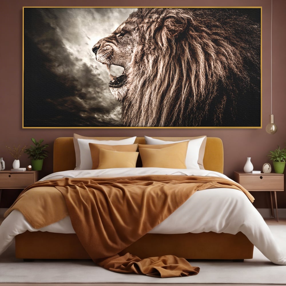 Tablou Canvas Premium LuxCanva® C1002, Leading Lion ,  Living, Leu, Lider, Neinfricat, Dormitor, Culori Vibrante