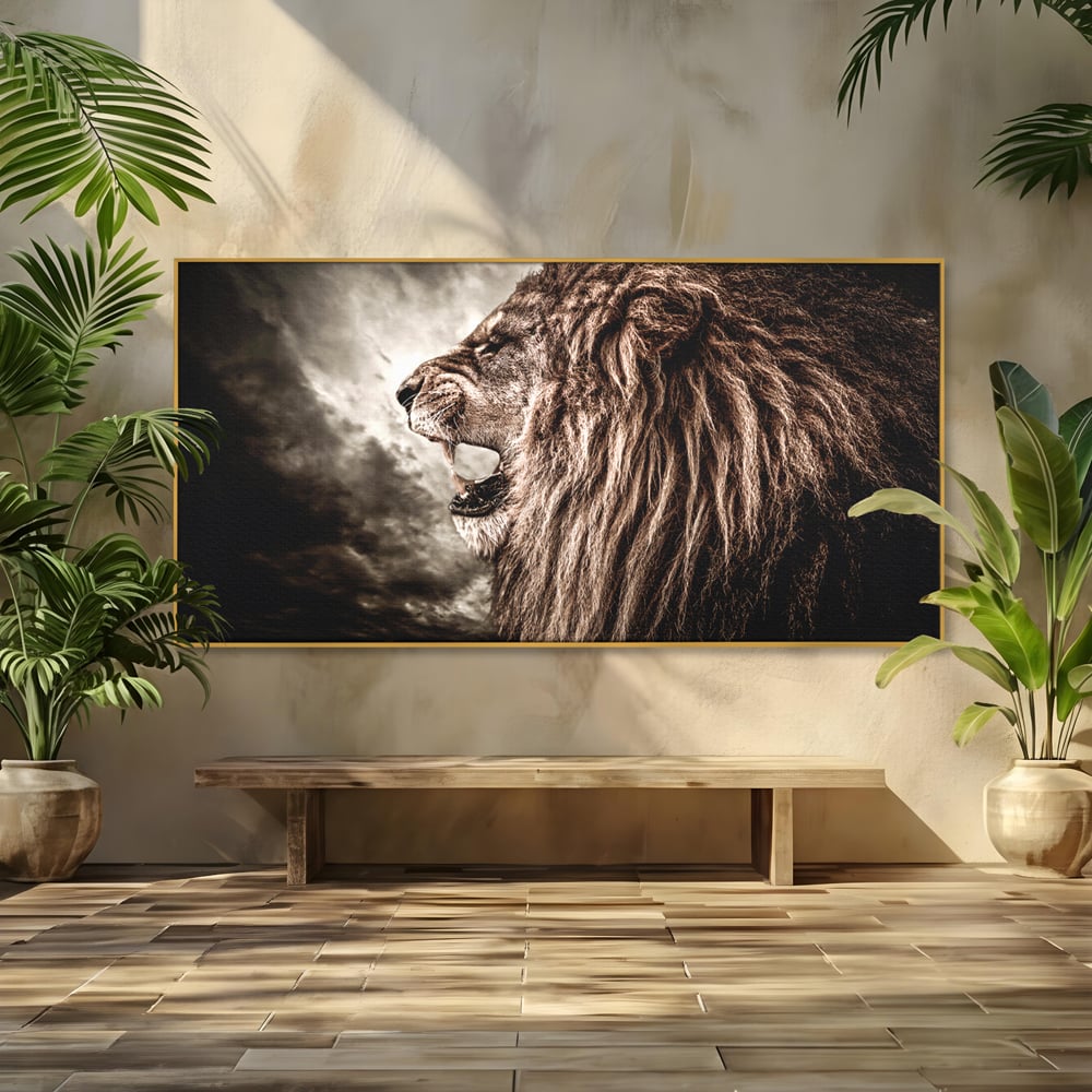 Tablou Canvas Premium LuxCanva® C1002, Leading Lion ,  Living, Leu, Lider, Neinfricat, Dormitor, Culori Vibrante