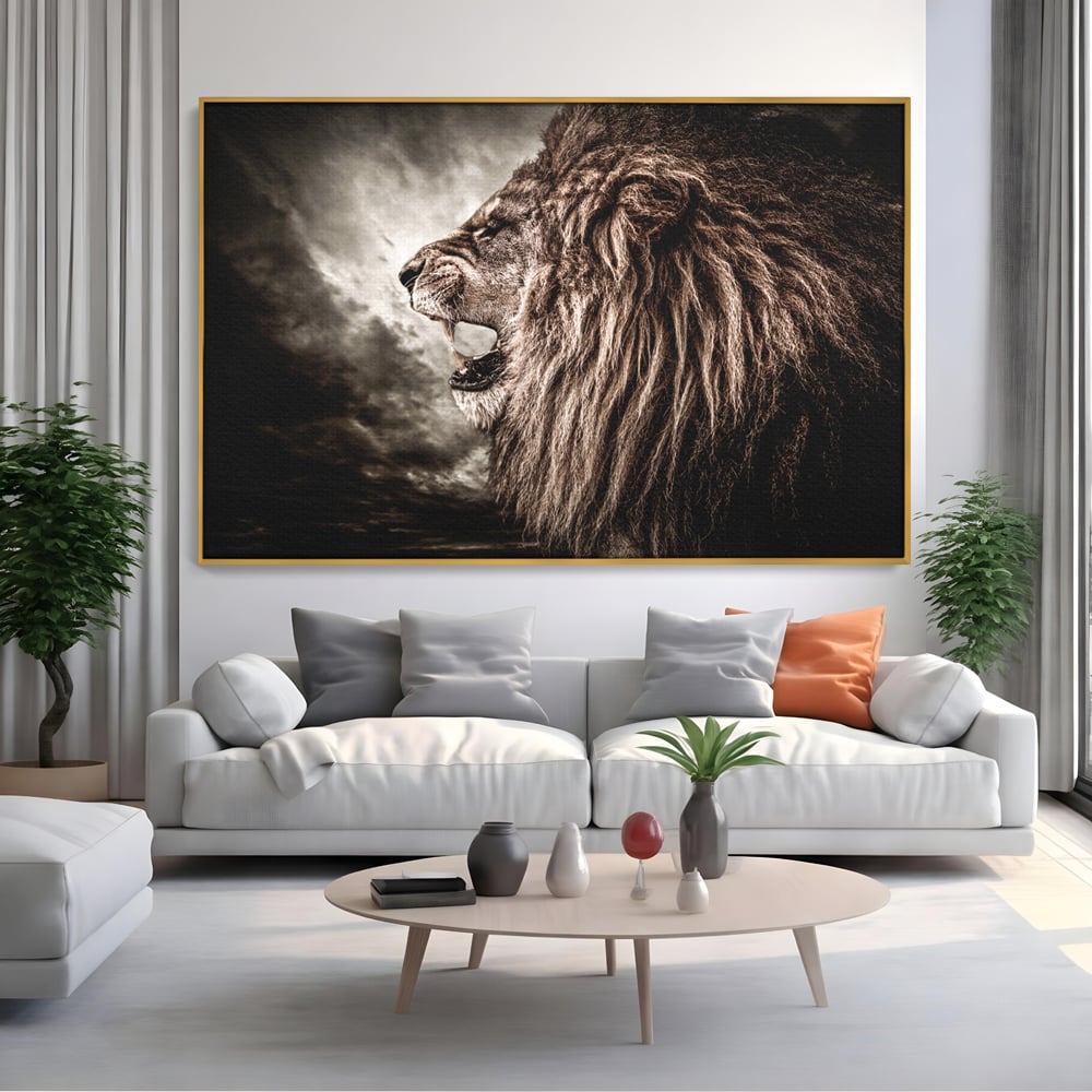Tablou Canvas Premium LuxCanva® C1002, Leading Lion ,  Living, Leu, Lider, Neinfricat, Dormitor, Culori Vibrante