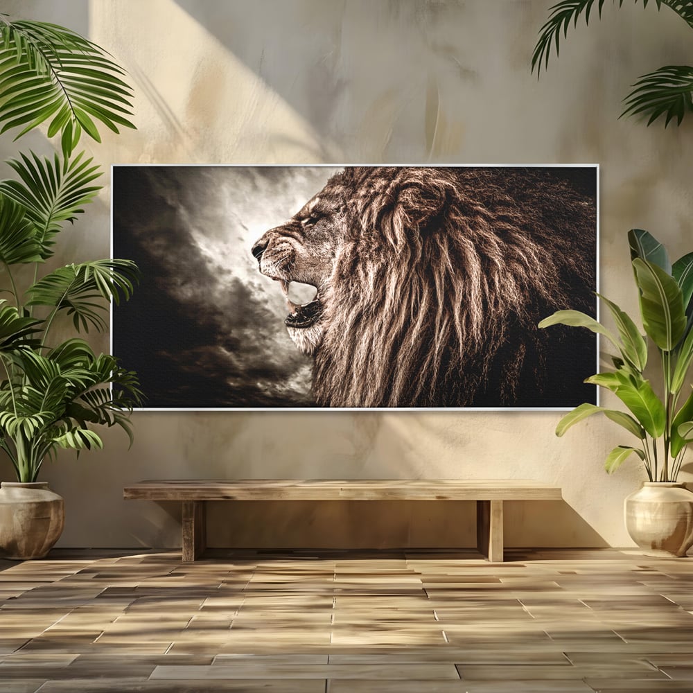 Tablou Canvas Premium LuxCanva® C1002, Leading Lion ,  Living, Leu, Lider, Neinfricat, Dormitor, Culori Vibrante