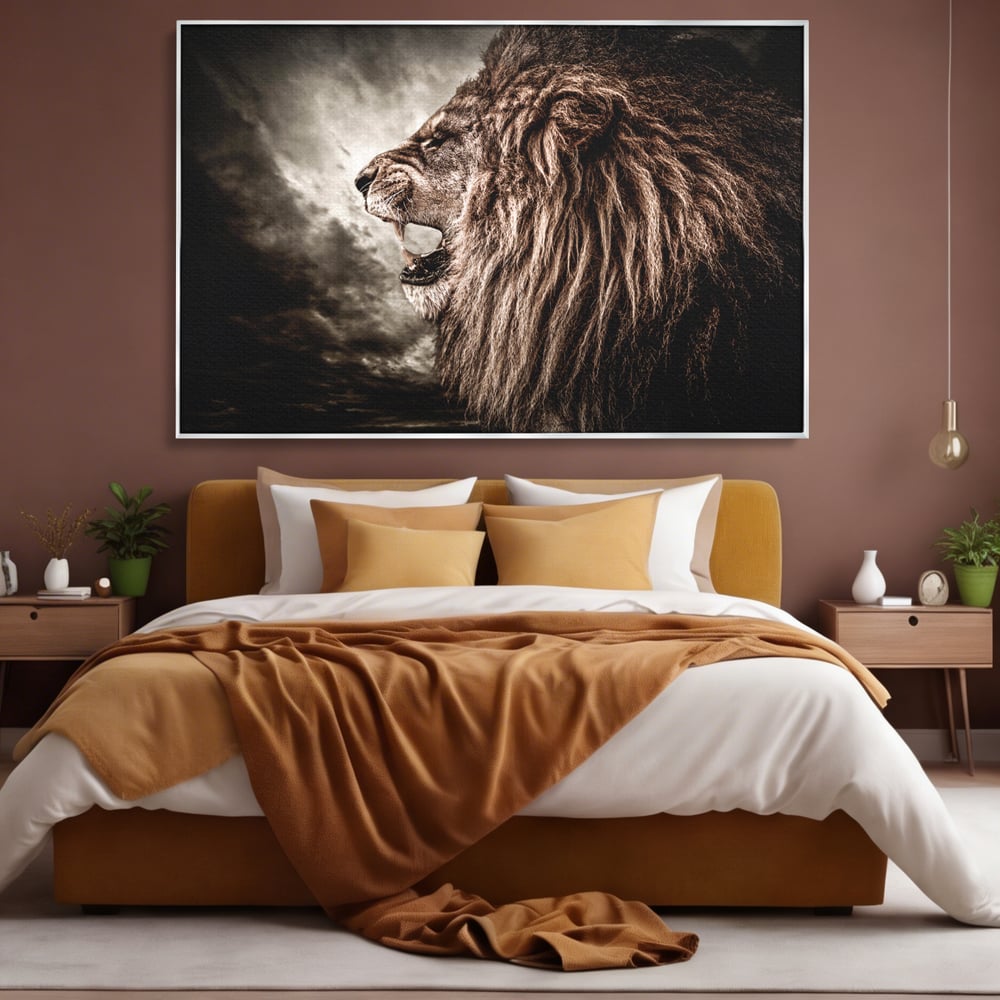 Tablou Canvas Premium LuxCanva® C1002, Leading Lion ,  Living, Leu, Lider, Neinfricat, Dormitor, Culori Vibrante