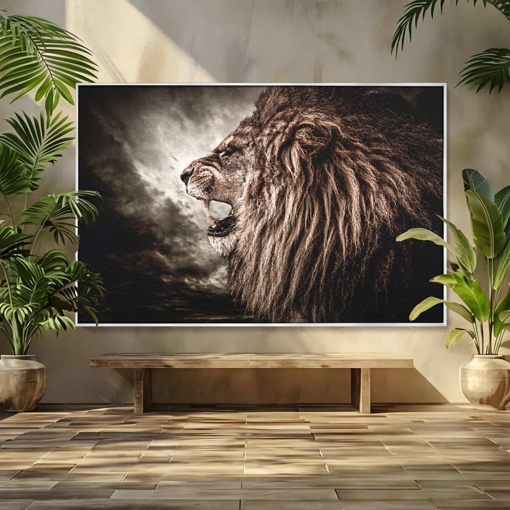 Tablou Canvas Premium LuxCanva® C1002, Leading Lion ,  Living, Leu, Lider, Neinfricat, Dormitor, Culori Vibrante