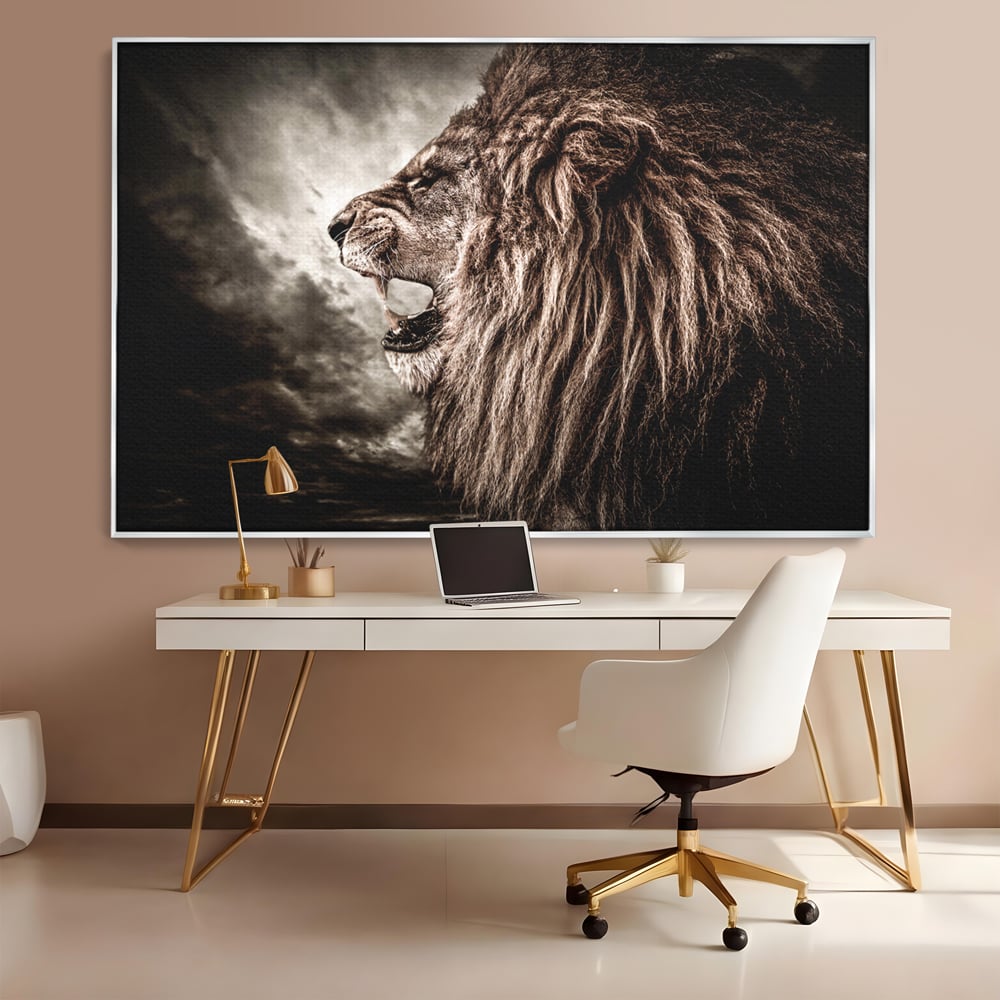 Tablou Canvas Premium LuxCanva® C1002, Leading Lion ,  Living, Leu, Lider, Neinfricat, Dormitor, Culori Vibrante