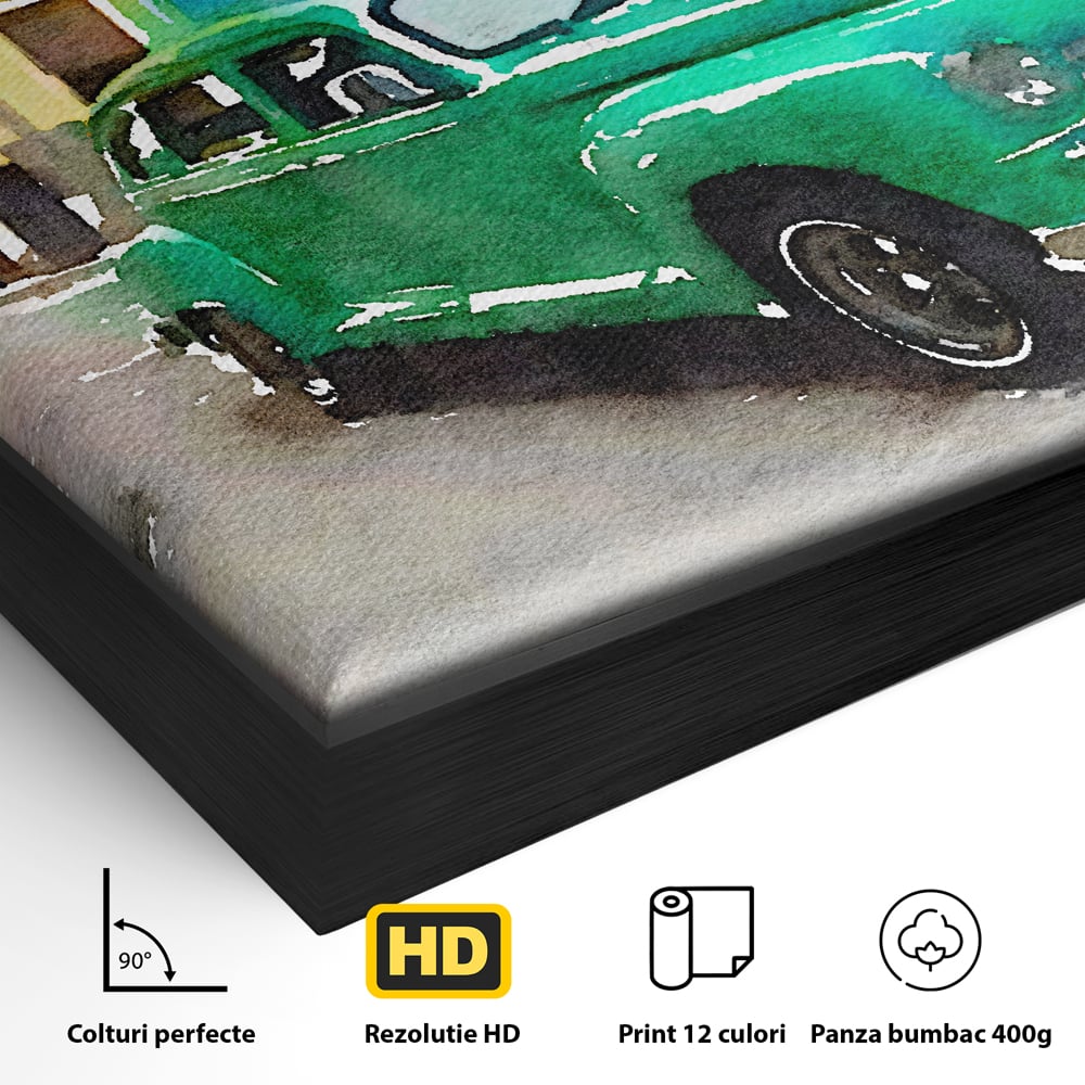 Tablou Canvas Premium LuxCanva® C1003, Old Car , Living, Strada, Vacanta, Masina, Camera Copil, Culori Vibrante
