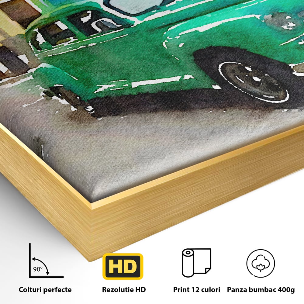 Tablou Canvas Premium LuxCanva® C1003, Old Car , Living, Strada, Vacanta, Masina, Camera Copil, Culori Vibrante