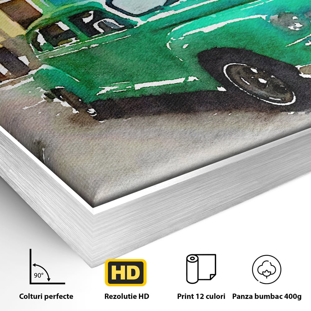 Tablou Canvas Premium LuxCanva® C1003, Old Car , Living, Strada, Vacanta, Masina, Camera Copil, Culori Vibrante