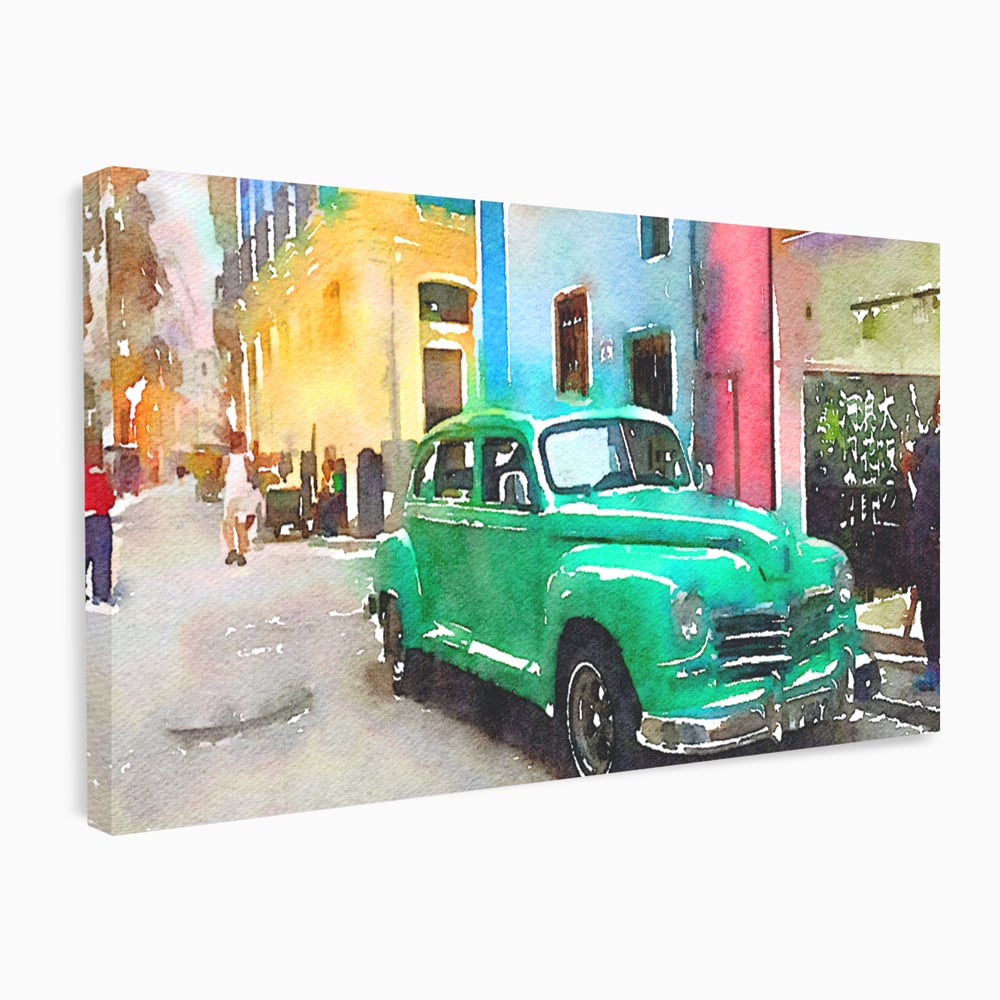 Tablou Canvas Premium LuxCanva® C1003, Old Car , Living, Strada, Vacanta, Masina, Camera Copil, Culori Vibrante