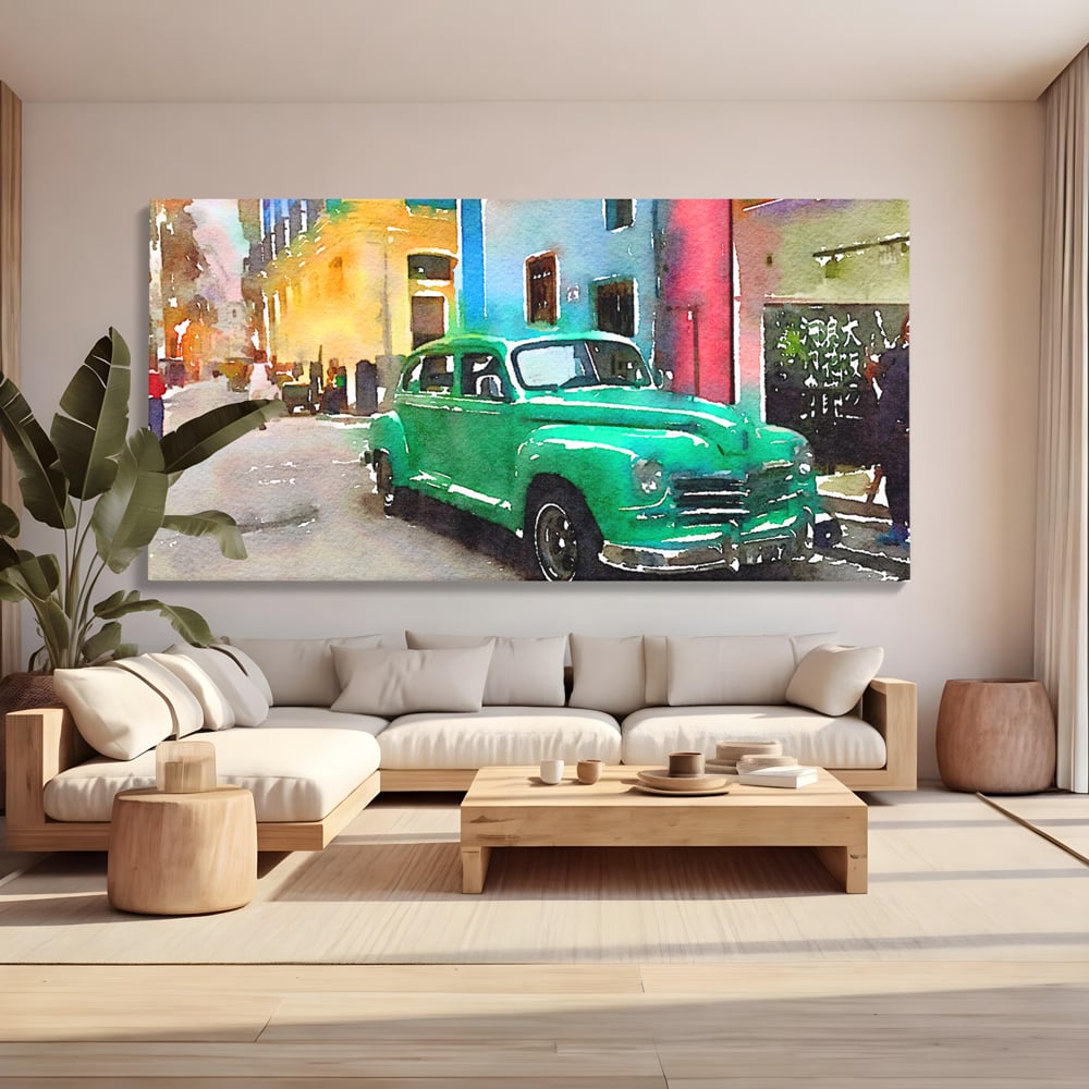Tablou Canvas Premium LuxCanva® C1003, Old Car , Living, Strada, Vacanta, Masina, Camera Copil, Culori Vibrante