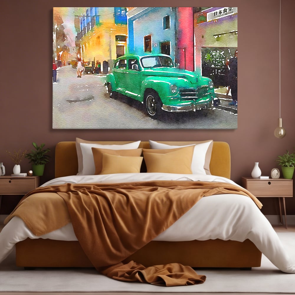 Tablou Canvas Premium LuxCanva® C1003, Old Car , Living, Strada, Vacanta, Masina, Camera Copil, Culori Vibrante