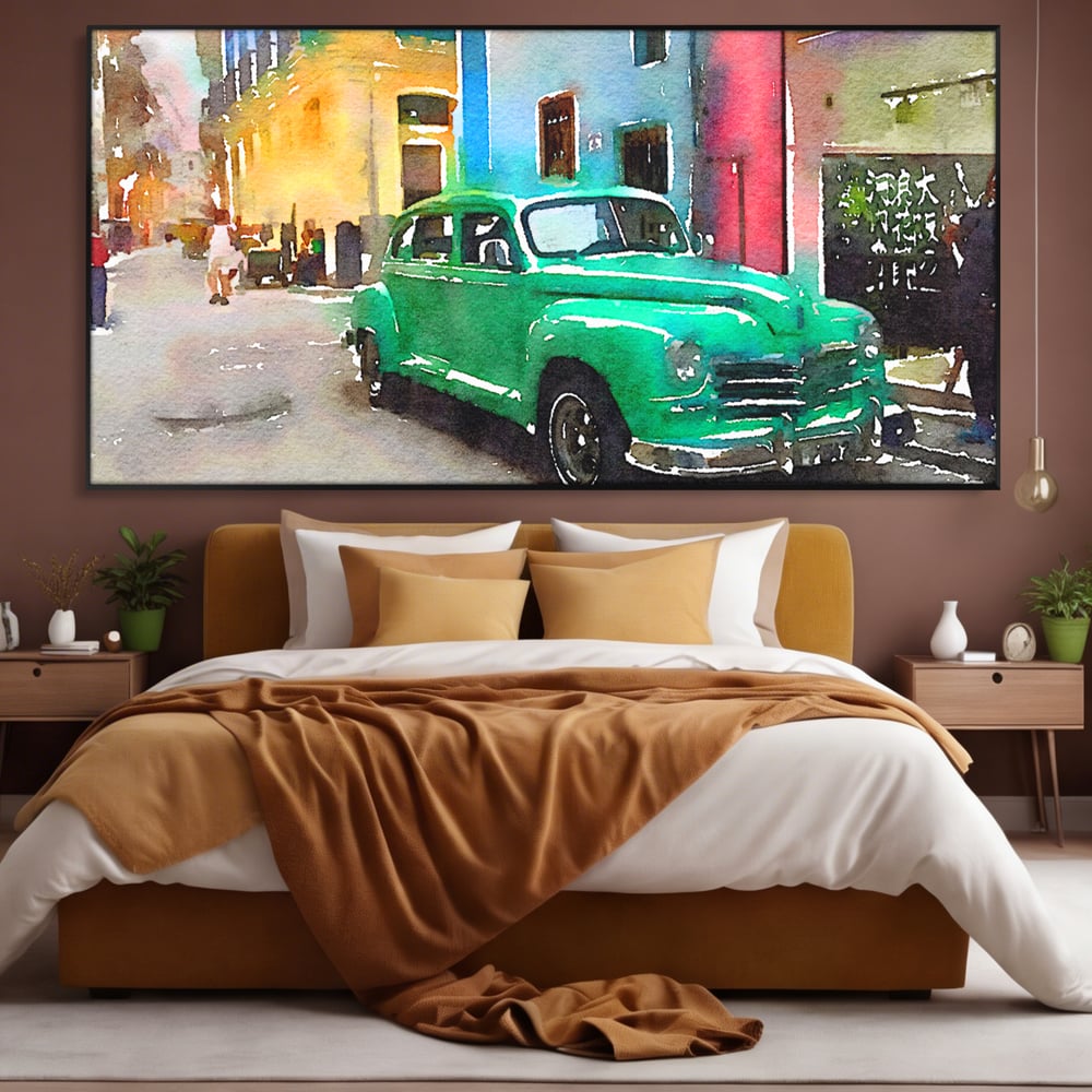 Tablou Canvas Premium LuxCanva® C1003, Old Car , Living, Strada, Vacanta, Masina, Camera Copil, Culori Vibrante