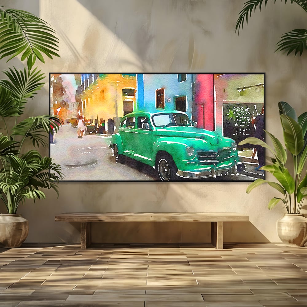 Tablou Canvas Premium LuxCanva® C1003, Old Car , Living, Strada, Vacanta, Masina, Camera Copil, Culori Vibrante