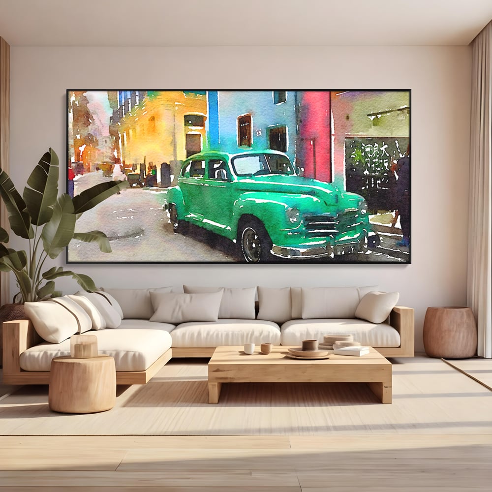 Tablou Canvas Premium LuxCanva® C1003, Old Car , Living, Strada, Vacanta, Masina, Camera Copil, Culori Vibrante