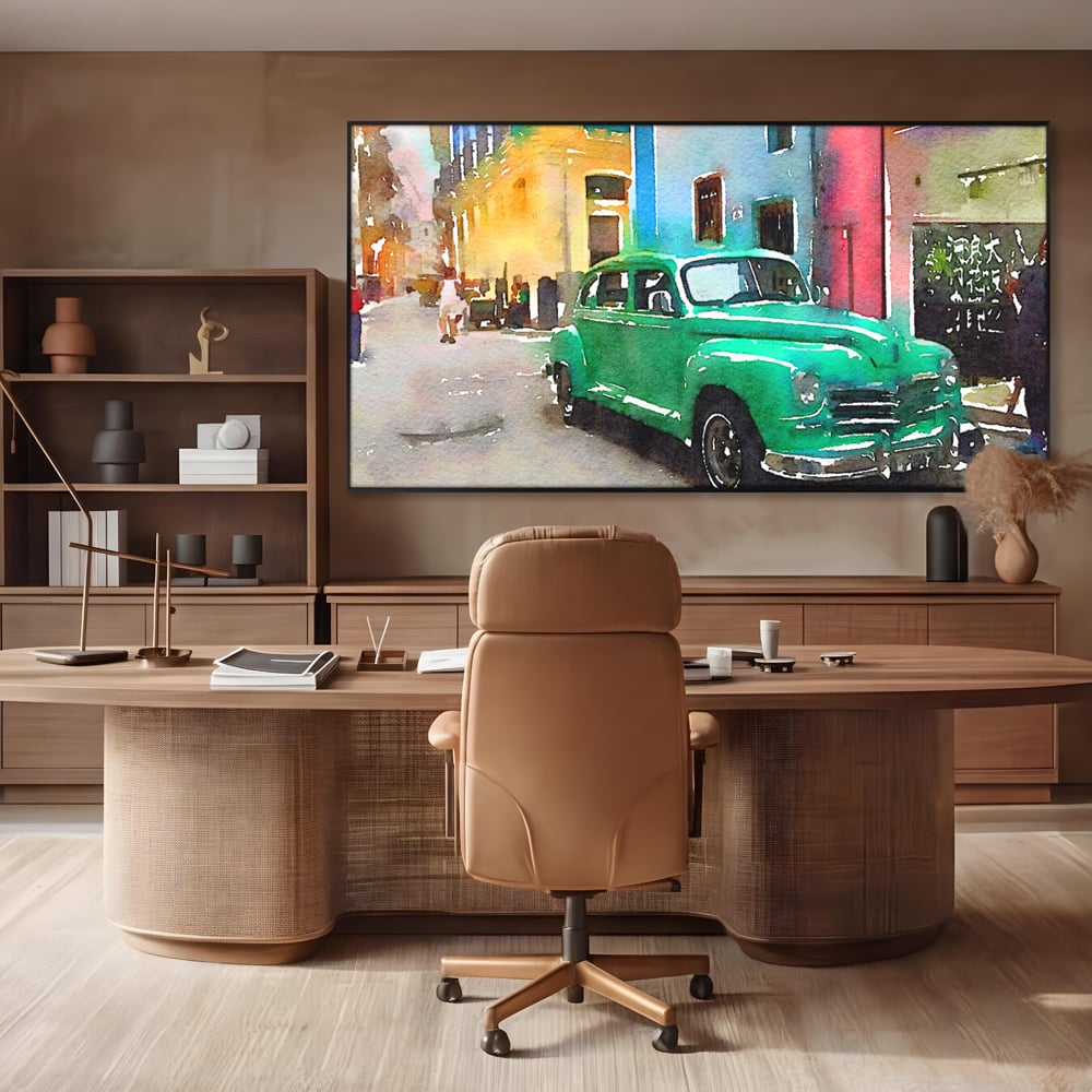 Tablou Canvas Premium LuxCanva® C1003, Old Car , Living, Strada, Vacanta, Masina, Camera Copil, Culori Vibrante