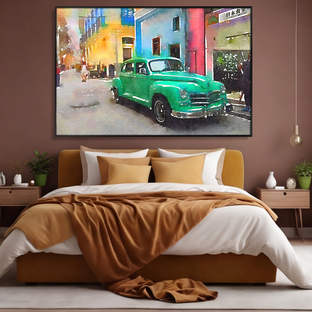Tablou Canvas Premium LuxCanva® C1003, Old Car , Living, Strada, Vacanta, Masina, Camera Copil, Culori Vibrante