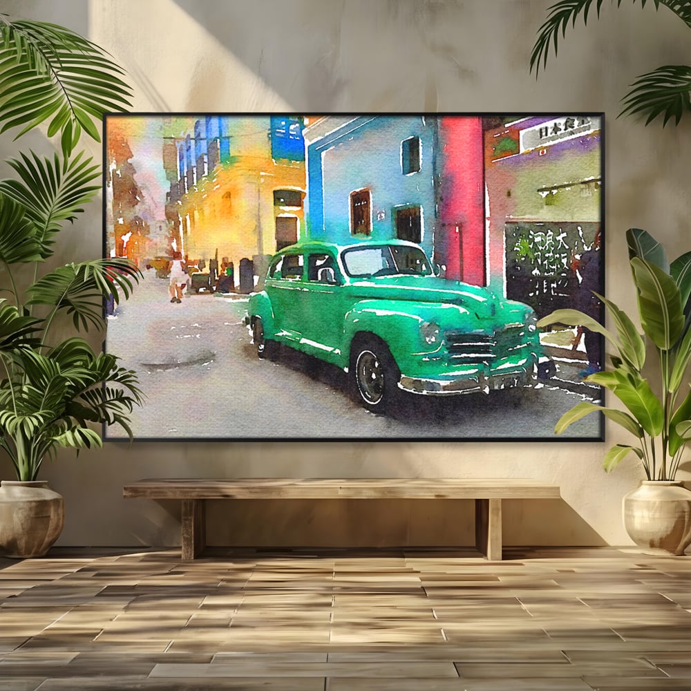 Tablou Canvas Premium LuxCanva® C1003, Old Car , Living, Strada, Vacanta, Masina, Camera Copil, Culori Vibrante