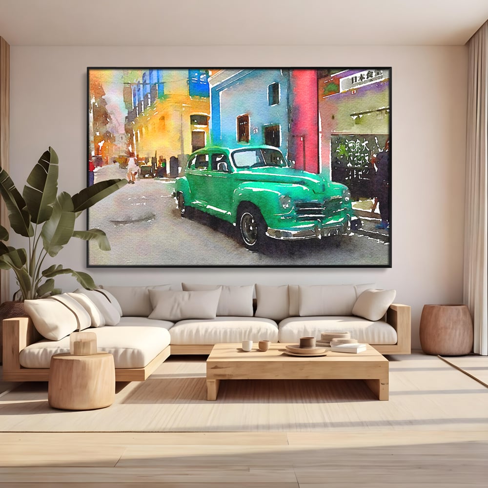 Tablou Canvas Premium LuxCanva® C1003, Old Car , Living, Strada, Vacanta, Masina, Camera Copil, Culori Vibrante