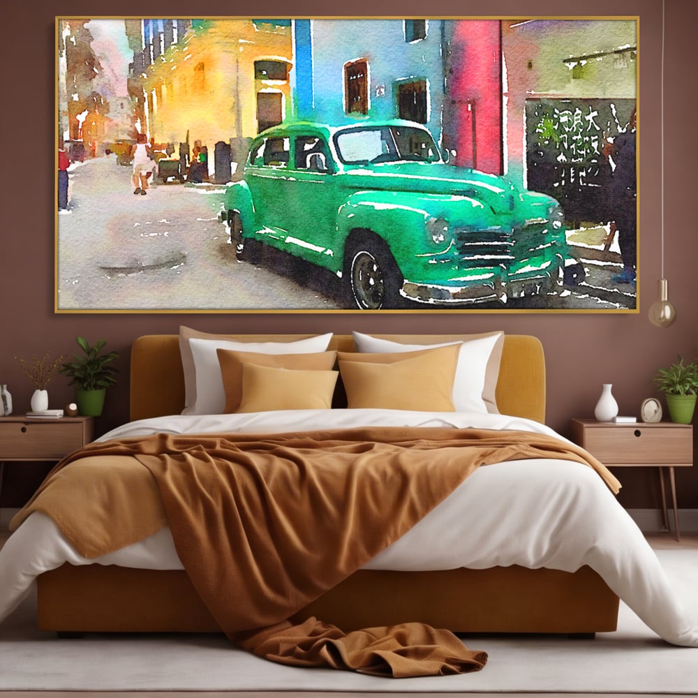 Tablou Canvas Premium LuxCanva® C1003, Old Car , Living, Strada, Vacanta, Masina, Camera Copil, Culori Vibrante