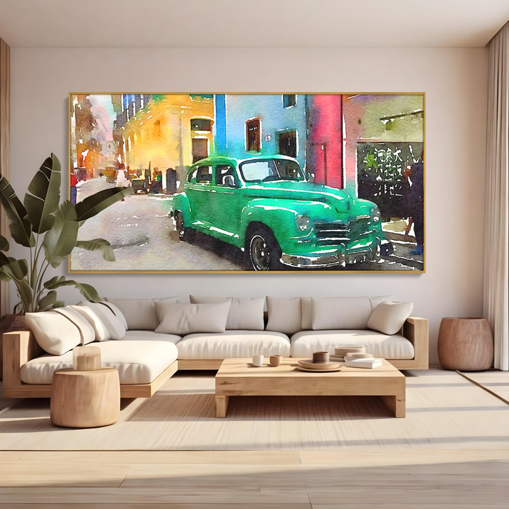 Tablou Canvas Premium LuxCanva® C1003, Old Car , Living, Strada, Vacanta, Masina, Camera Copil, Culori Vibrante