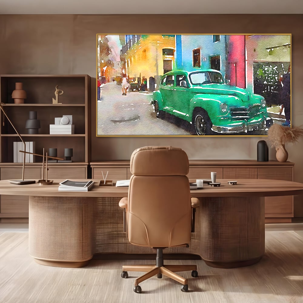 Tablou Canvas Premium LuxCanva® C1003, Old Car , Living, Strada, Vacanta, Masina, Camera Copil, Culori Vibrante