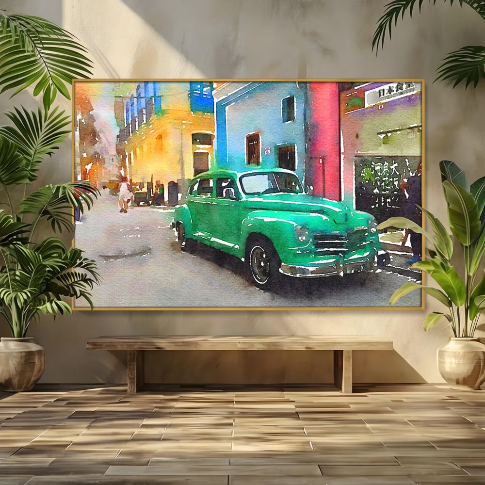 Tablou Canvas Premium LuxCanva® C1003, Old Car , Living, Strada, Vacanta, Masina, Camera Copil, Culori Vibrante