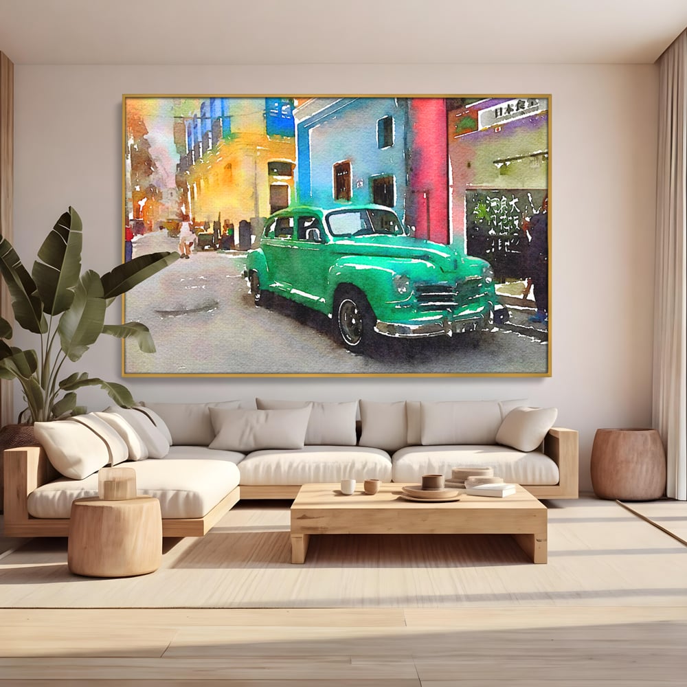 Tablou Canvas Premium LuxCanva® C1003, Old Car , Living, Strada, Vacanta, Masina, Camera Copil, Culori Vibrante