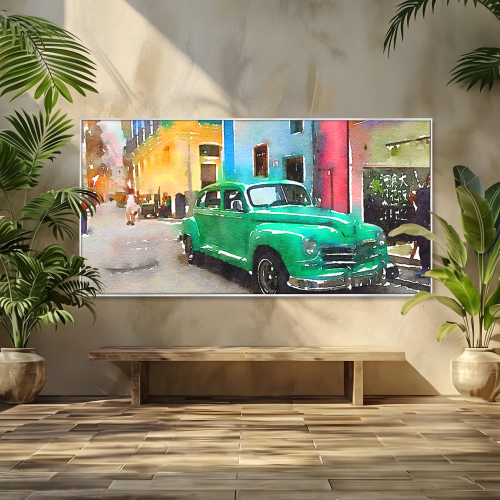 Tablou Canvas Premium LuxCanva® C1003, Old Car , Living, Strada, Vacanta, Masina, Camera Copil, Culori Vibrante