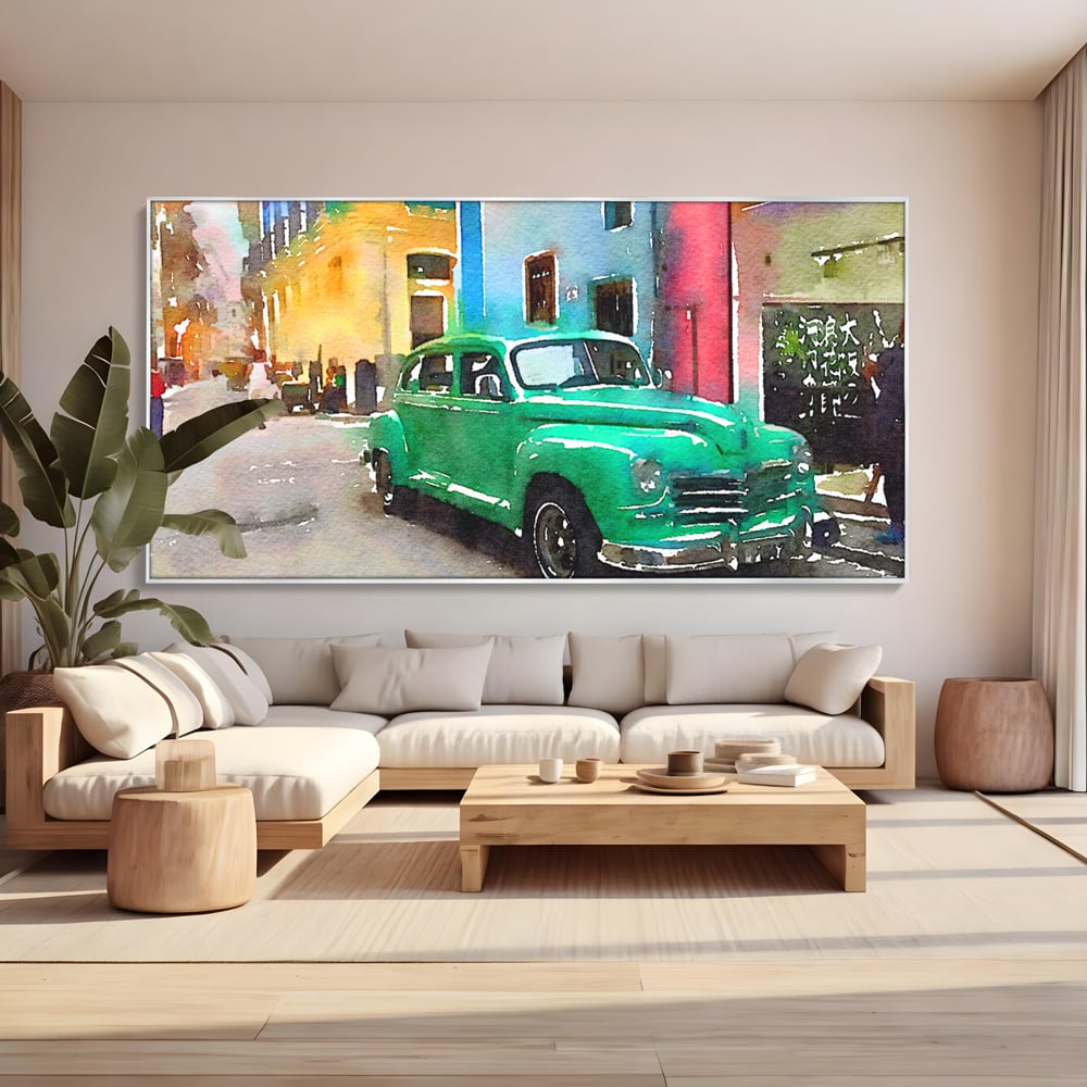 Tablou Canvas Premium LuxCanva® C1003, Old Car , Living, Strada, Vacanta, Masina, Camera Copil, Culori Vibrante