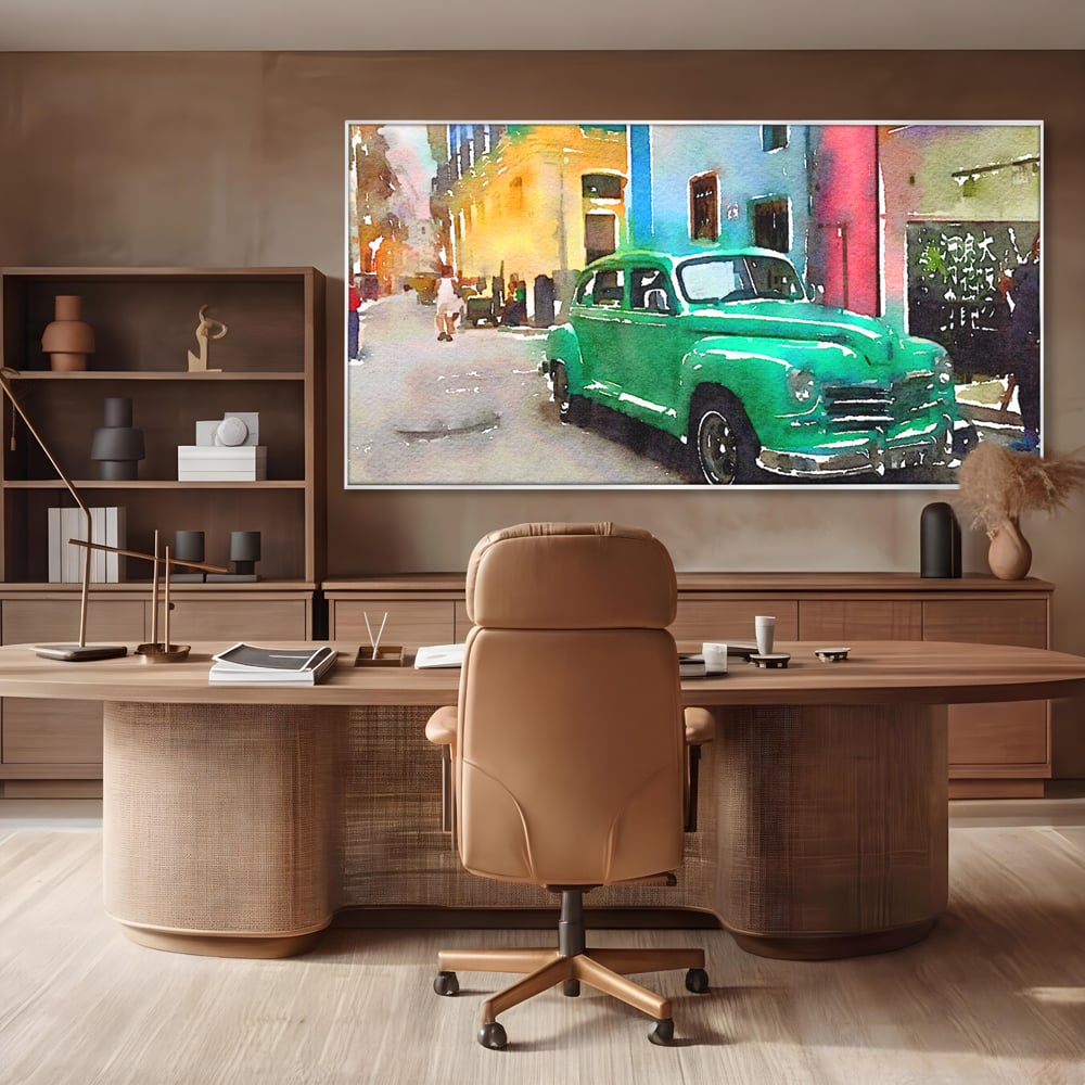 Tablou Canvas Premium LuxCanva® C1003, Old Car , Living, Strada, Vacanta, Masina, Camera Copil, Culori Vibrante