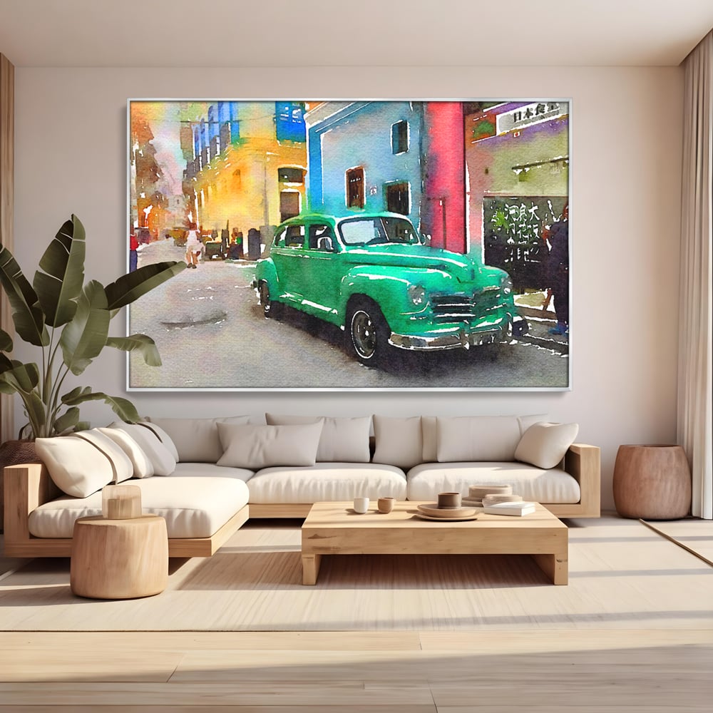 Tablou Canvas Premium LuxCanva® C1003, Old Car , Living, Strada, Vacanta, Masina, Camera Copil, Culori Vibrante
