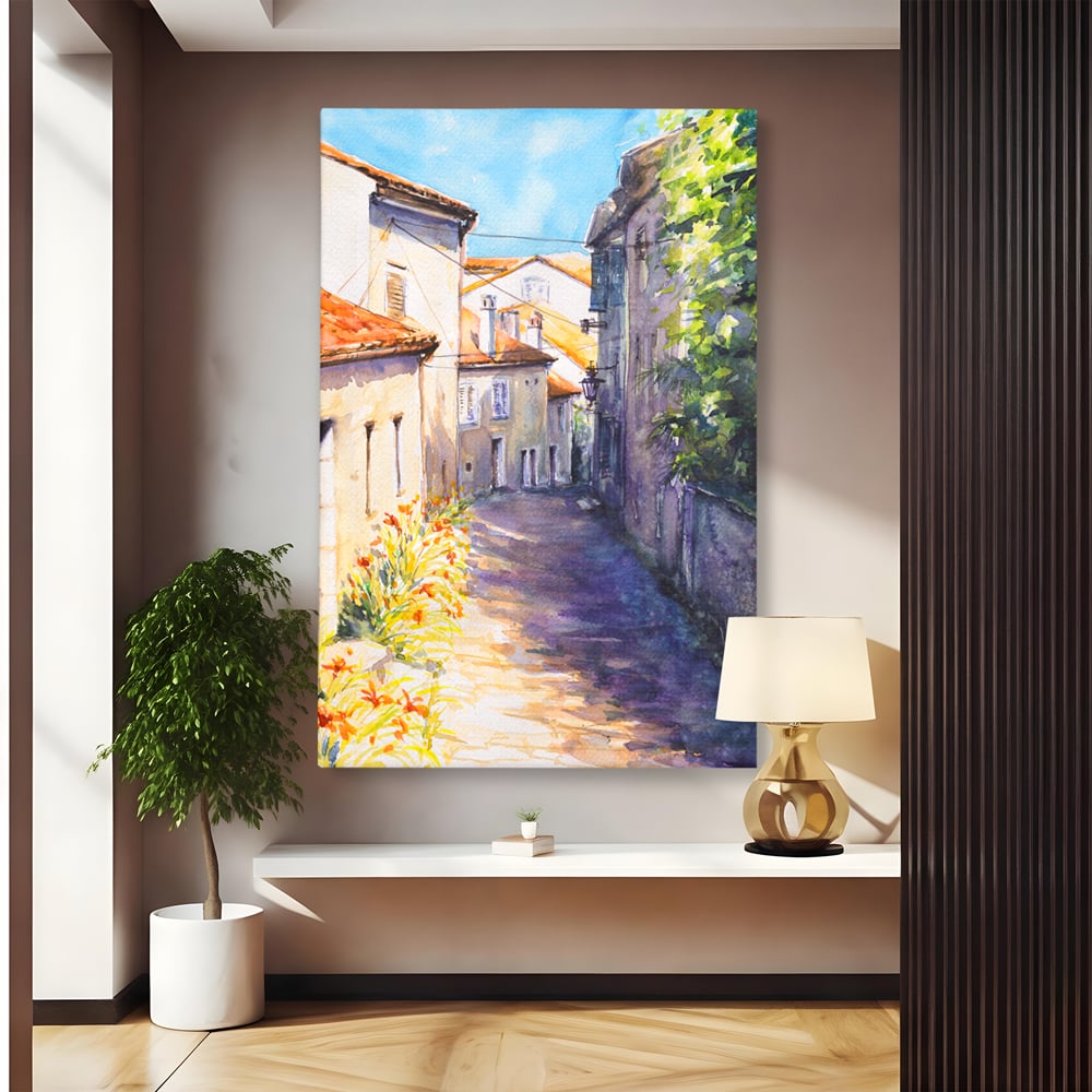 Tablou Canvas Premium LuxCanva® C1004 Alee Insorita , Living, Strada, Vacanta, Excursie, Culori Vibrante