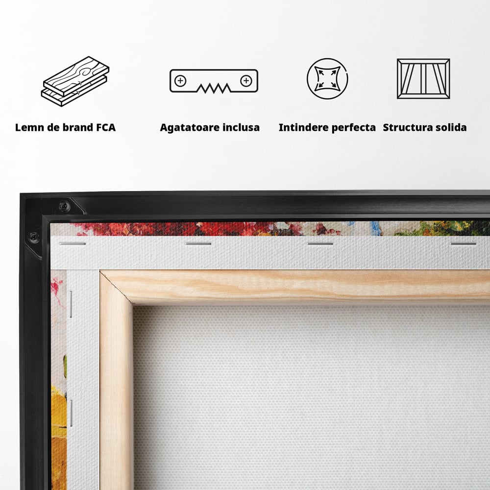 Tablou Canvas Premium LuxCanva® C1006, Terasa , Living, Strada, Vacanta, Cafea, Primavara, Relaxare, Culori Vibrante