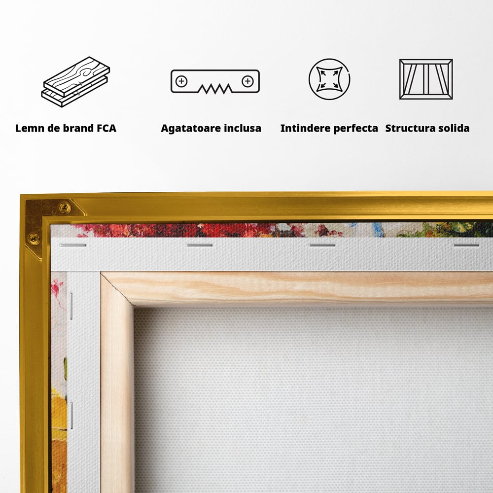 Tablou Canvas Premium LuxCanva® C1006, Terasa , Living, Strada, Vacanta, Cafea, Primavara, Relaxare, Culori Vibrante