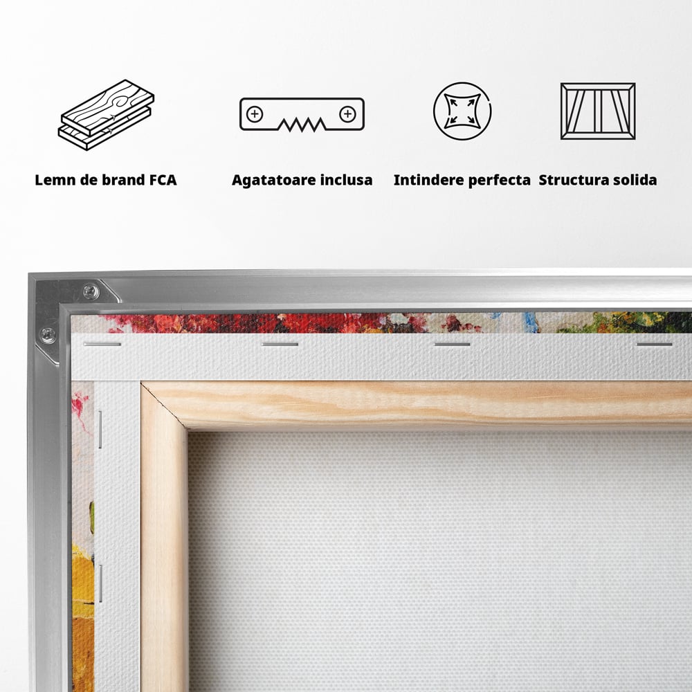 Tablou Canvas Premium LuxCanva® C1006, Terasa , Living, Strada, Vacanta, Cafea, Primavara, Relaxare, Culori Vibrante