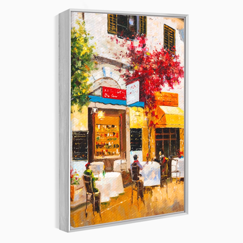 Tablou Canvas Premium LuxCanva® C1006, Terasa , Living, Strada, Vacanta, Cafea, Primavara, Relaxare, Culori Vibrante