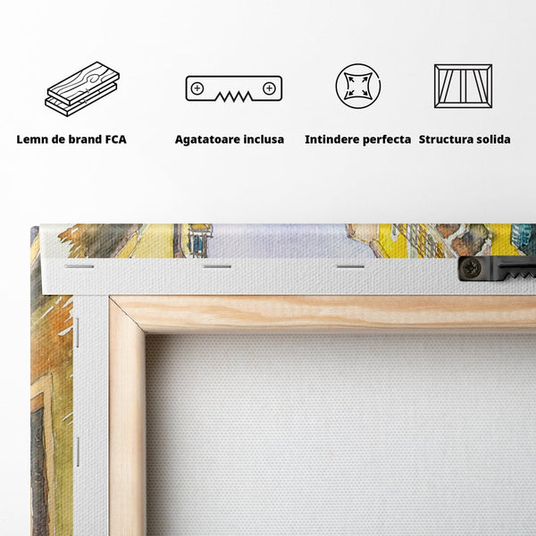Tablou Canvas Premium LuxCanva® C1007, Terase , Living, Hol, Strada, Vacanta, Centrul Vechi, Vara, Relaxare, Culori Vibrante