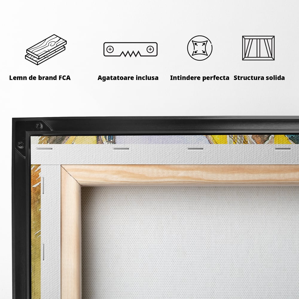 Tablou Canvas Premium LuxCanva® C1007, Terase , Living, Hol, Strada, Vacanta, Centrul Vechi, Vara, Relaxare, Culori Vibrante